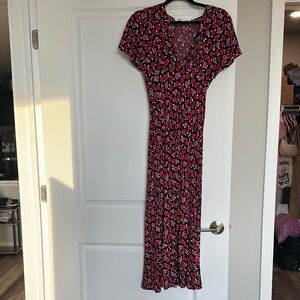 Floral Black and Pink Women's Dress